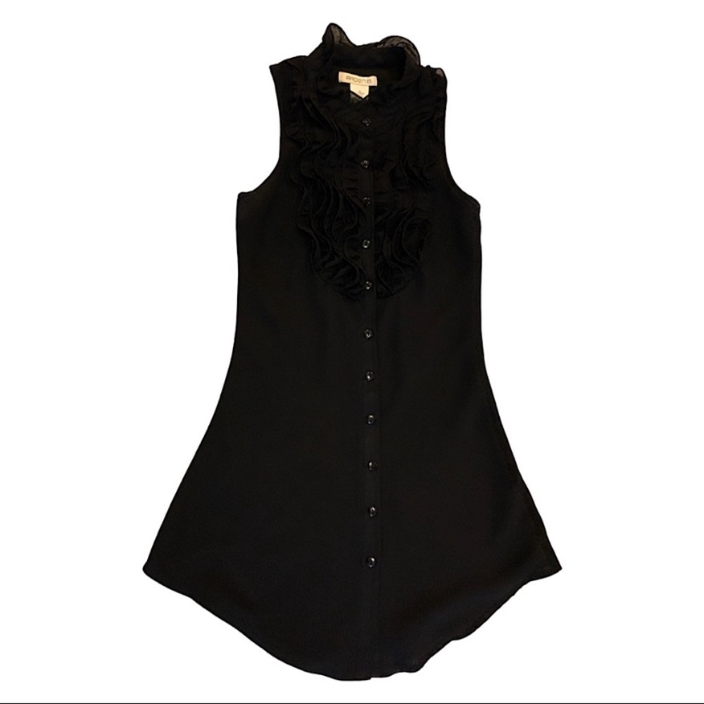 Arden B Sleeveless Ruffle button Down Tunic Top 
Size: XS
Color: Black